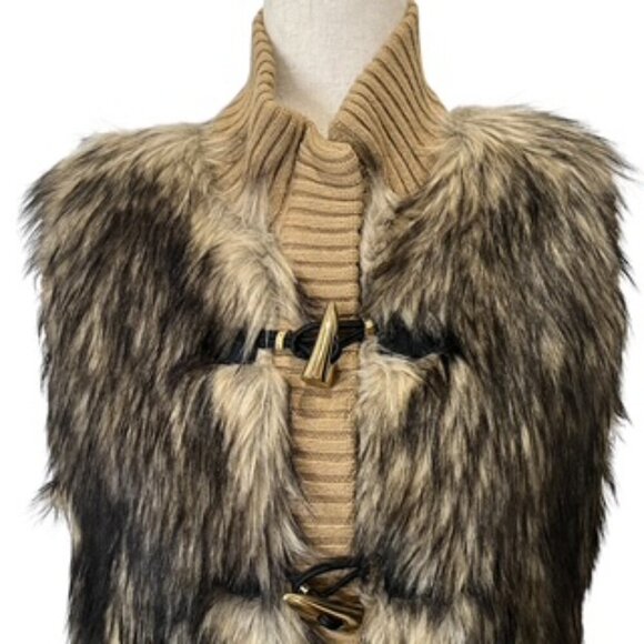 NEW Michael Kors Faux Fur And Sweater Knit Vest Zip Front Women’s‎ Sz Large NWT - Picture 2 of 14